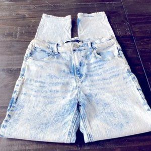 Express Jeans High Rise Ankle Leggings Acid Wash Stretch 4 Cotton Spandex Zip Up
